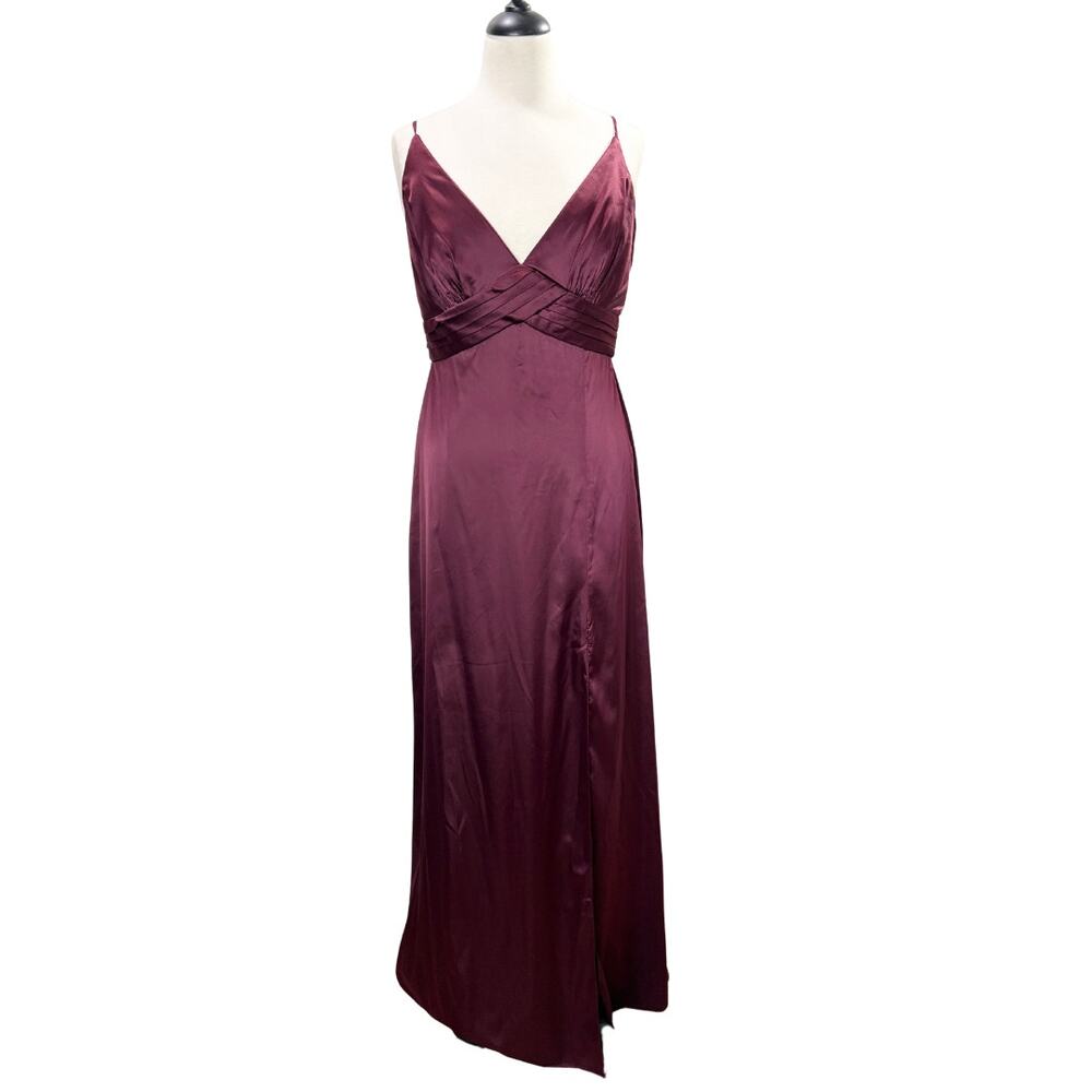 Celebrate DB Studio Size 10 Formal Dress Stretch Charmeuse Empire Waist Burgundy